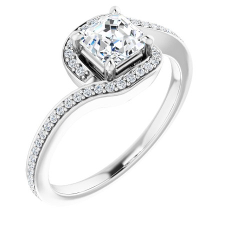 Grace 0.75 Carat Asscher Diamond Bypass Halo-Style Engagement Ring ST027DNA