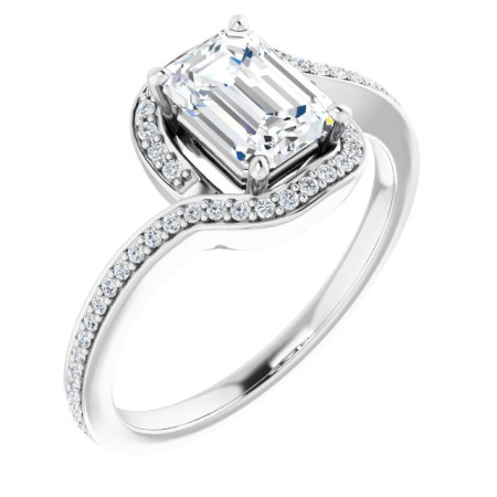 Grace 1 Carat Emerald Diamond Bypass Halo-Style Engagement Ring ST027DNE