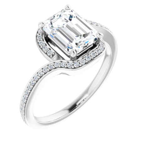 Grace Lab Grown Diamond Ring | 2 Carat Emerald Diamond Bypass Halo-Style Engagement Ring ST027DLE