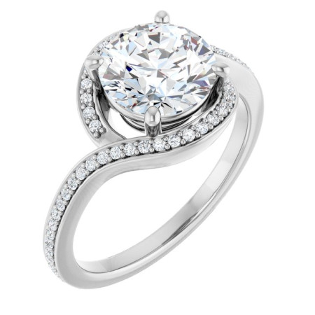 Grace Lab Grown Diamond Ring | 2 Carat Round Diamond Bypass Halo-Style Engagement Ring ST027DLR