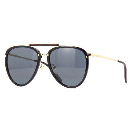 Gucci Men's Designer Aviator Black Gold Sunglasses GG0672S001 Plastic Frame M05226