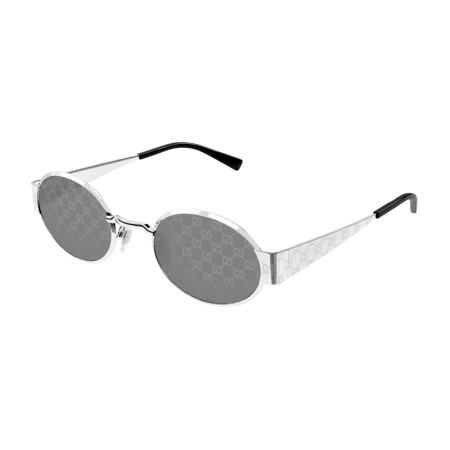Gucci Women's Designer Oval Sunglasses GG1854S002 Grey with GG Pattern Mirror Lenses M14829
