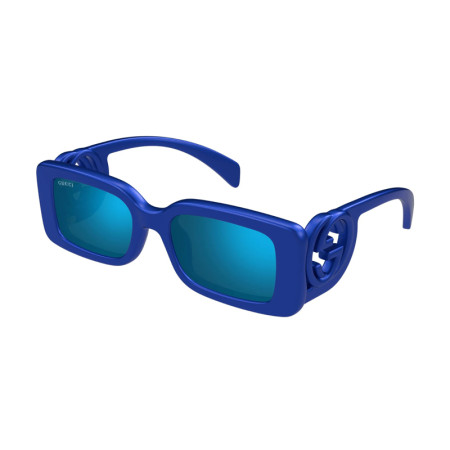Gucci Women's Designer Square Sunglasses GG1325S010 Blue Mirror Lenses M14166