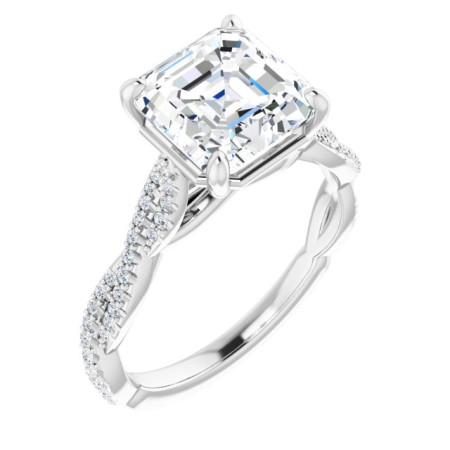 Hailey 3 Carat Asscher Diamond Infinity-Inspired Engagement Ring in White color  ST054DNA
