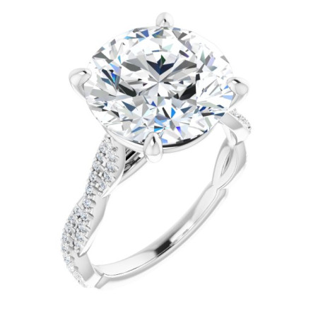 Hailey Lab Grown Diamond Ring | 7 Carat Round Diamond Infinity-Inspired Engagement Ring in White color  ST054DLR