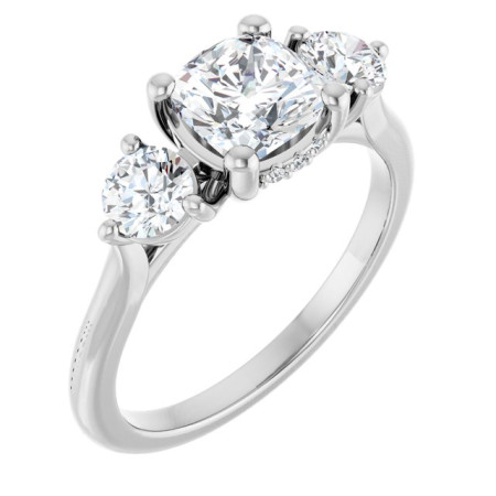 Hallie 1 Carat Cushion Diamond Three-Stone Engagement Ring ST178DNC