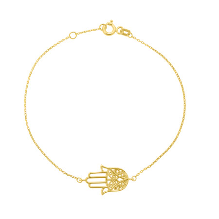 20.4mm Hamsa Bracelet for Men & Women | 14K Yellow Gold | Spring Ring Clasp HD5111