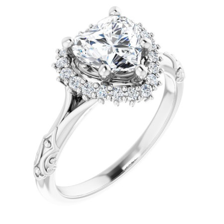 Harlow 1 Carat Heart Diamond Halo-Style Engagement Ring ST201DNH
