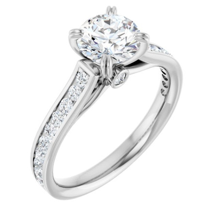 Harmony 1 Carat Round Diamond Cathedral Engagement Ring in White color  ST171DNR