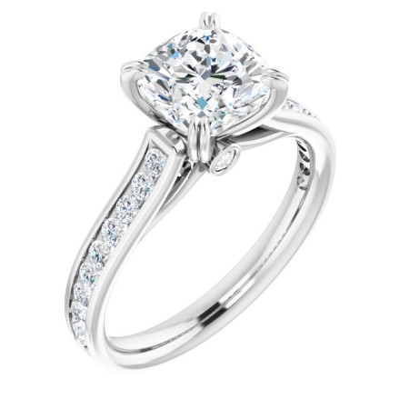 Harmony Lab Grown Diamond Ring | 2 Carat Cushion Diamond Cathedral Engagement Ring in White color  ST171DLC
