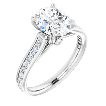 Harmony Lab Grown Diamond Ring | 2 Carat Oval Diamond Cathedral Engagement Ring in White color  ST171DLO