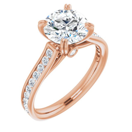 Harmony Lab Grown Diamond Ring | 1.5 Carat Round Diamond Cathedral Engagement Ring in Rose color ST171DLR