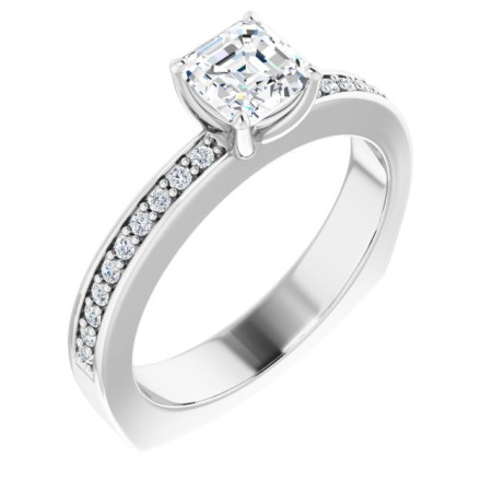 Harper 0.75 Carat Asscher Diamond Accented Engagement Ring ST075DNA