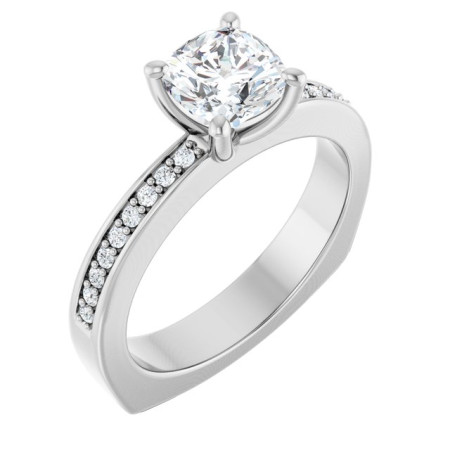 Harper 1 Carat Cushion Diamond Accented Euro Shank Engagement Ring ST075DNC