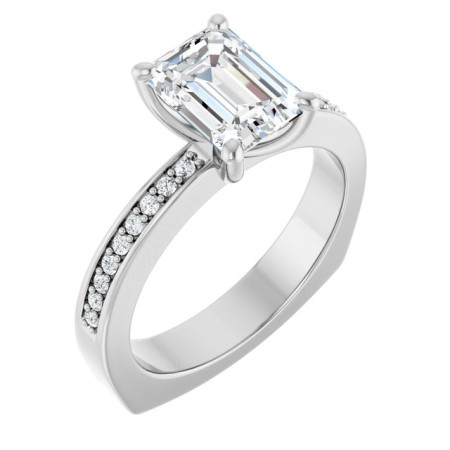 Harper 2 Carat Emerald Diamond Accented Euro Shank Engagement Ring ST075DNE