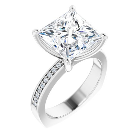 Harper 6 Carat Square Diamond Accented Engagement Ring in White color  ST075DNS
