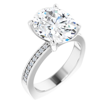 Harper Lab Grown Diamond Ring | 5 Carat Oval Diamond Accented Engagement Ring in White color  ST075DLO