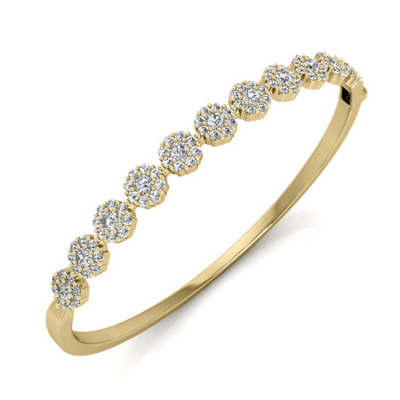 Women's 14K Gold Bangle Bracelet with Round Diamonds 2.04ct in Yellow color  HD3640