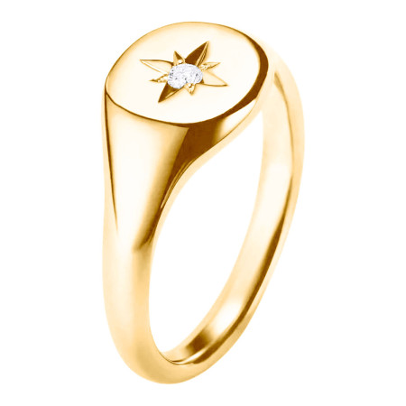 Cable Collectibles Starset Pinky Ring in 18K Gold with Center Diamond in Yellow color  HD5003
