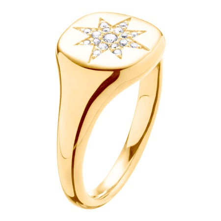 Cable Collectibles Compass Pinky Ring in 18K Gold with Diamonds in Yellow color  HD5004