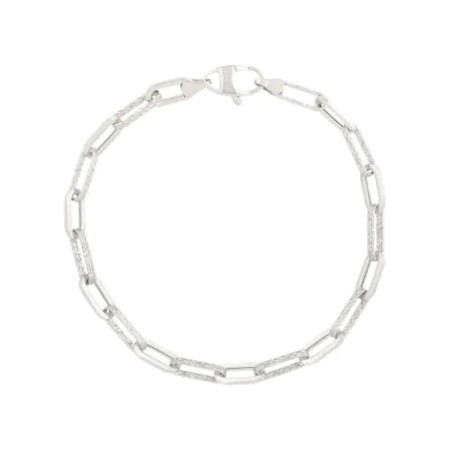 3.5mm Diamonds Paperclip Bracelet for Men & Women | 14K Yellow Gold | Lobster Clasp in White color  HD5109