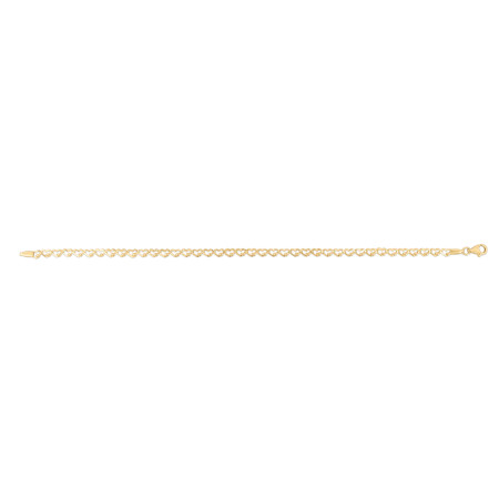 3.2mm Heart Link Bracelet for Men & Women | 14K Yellow Gold | Lobster Clasp HD5139