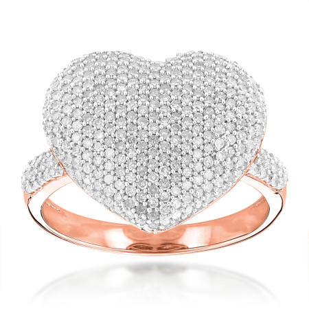 14K Gold Diamond Heart Shaped Ring 1.15ct in Rose color 406151