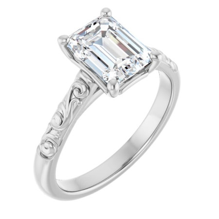 Hope Lab Grown Diamond Ring | 2 Carat Emerald Diamond Solitaire Engagement Ring ST200DLE