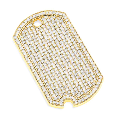 Iced Out 14K Gold Designer Diamond Dog Tag Pendant 5ct 004891