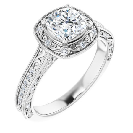 Iris 1 Carat Cushion Diamond Halo-Style Engagement Ring ST057DNC