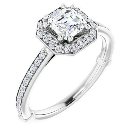Isabella 0.75 Carat Asscher Diamond Halo-Style Engagement Ring ST005DNA