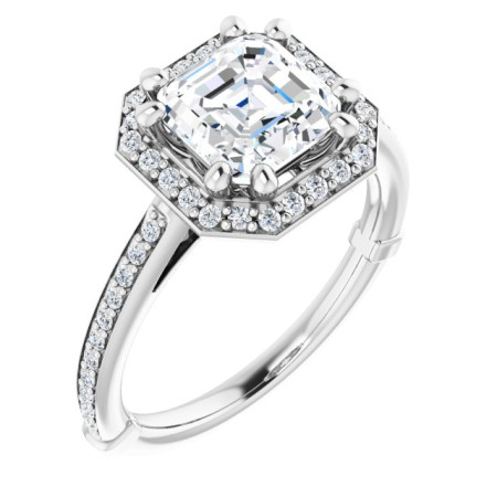 Isabella Lab Grown Diamond Ring | 2 Carat Asscher Diamond Halo-Style Engagement Ring ST005DLA