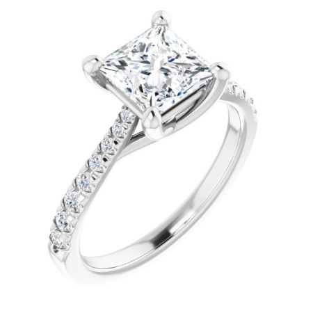 Isabelle 1.5 Carat Square Diamond French-Set Engagement Ring in White color  ST110DNS
