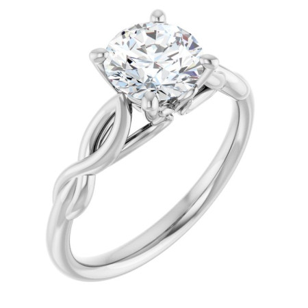 Isla 1.25 Carat Round Diamond Solitaire Sculptural Engagement Ring in White color  ST028DNR