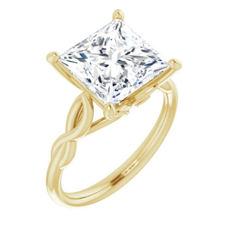 Isla Lab Grown Diamond Ring | 4 Carat Square Diamond Solitaire Engagement Ring in Yellow color  ST028DLS
