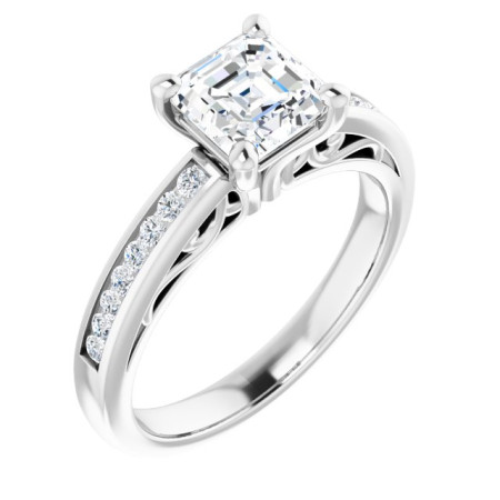 Ivy 1 Carat Asscher Diamond Channel-Set Accented Sculptural Engagement Ring ST034DNA