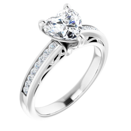 Ivy 1 Carat Heart Diamond Channel-Set Accented Sculptural Engagement Ring ST034DNH