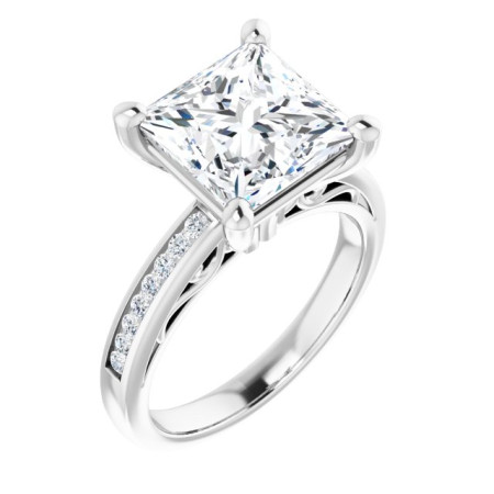 Ivy Lab Grown Diamond Ring | 4 Carat Square Diamond Accented Engagement Ring ST034DLS