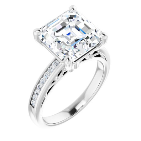 Ivy Lab Grown Diamond Ring | 5 Carat Asscher Diamond Accented Engagement Ring ST034DLA