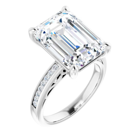 Ivy Lab Grown Diamond Ring | 8 Carat Emerald Diamond Accented Engagement Ring ST034DLE