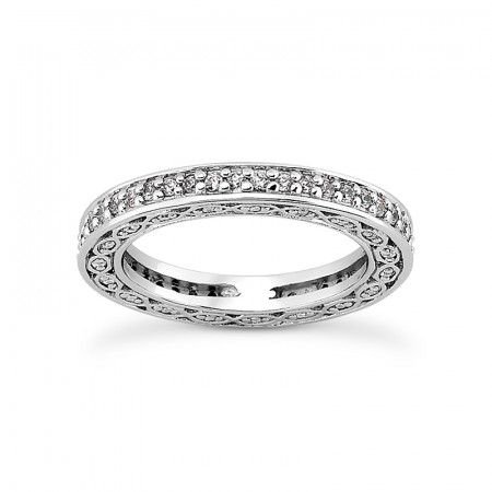 Thin 14K Gold Round Diamond Eternity Ring 0.63ct 2.4mm 006958