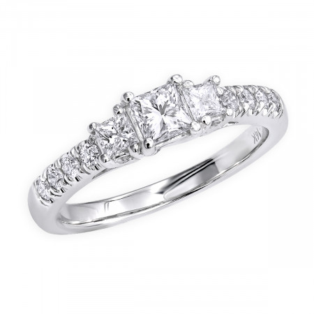 14K Gold Three Stone Diamond Engagement Ri... 006716