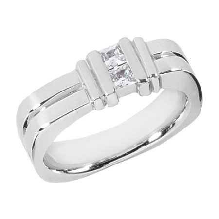 18K Gold Diamond Men's Wedding Ring 0.60ct 6mm 013165