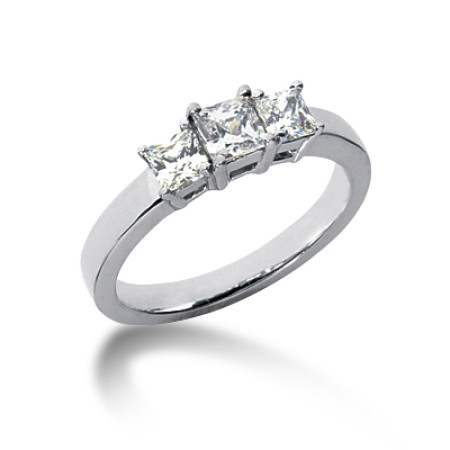 Ultra Thin 18K Gold Diamond Three Stones Engagement Ring 0.64ct 015437