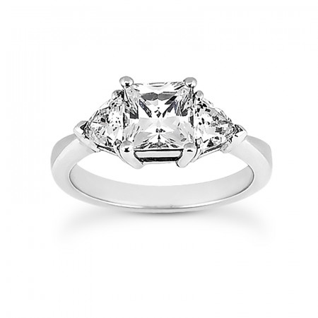 Ultra Thin 18K Gold Diamond Three Stones Engagement Ring 0.70ct 015231