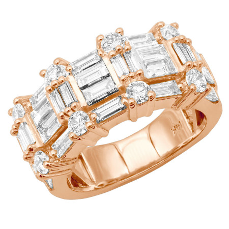 4 Carat Ladies Diamond Ring 14k Gold Unique Wedding Band Baguette Diamonds in Rose color 000995