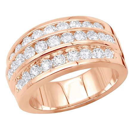 9mm Wide 14K Gold Diamond Wedding Band for Women Anniversary Ring 1.6ct in Rose color 000985