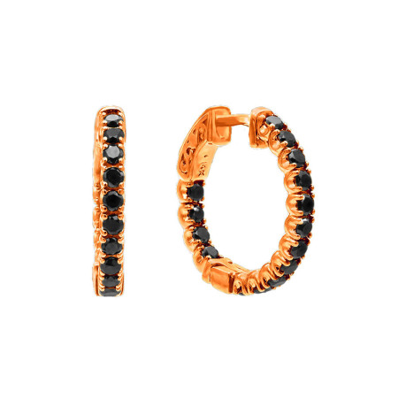 14K Gold Black Diamond Hoop Earrings 1.93ct in Rose color 004986