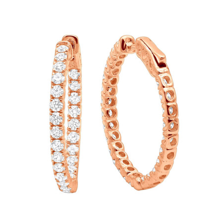 Large Diamond Hoop Earrings Inside Out 2.00ct 14K in Rose color 000072