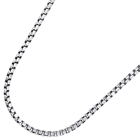 Men's 14K Gold Chain Solid White Gold Round Box Chain BORS Men's 14K Gold Chain Solid White Gold Round Box Chain BORS